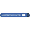 AccuformNMC Pipe Marker with Asbestos Free Legend and Arrow Graphic 4-5/8 to 5-7/8" Pipe Outside Diam, White on Blue E4006 - 81458176