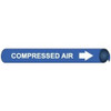 AccuformNMC Pipe Marker with Compressed Air Legend and Arrow Graphic 4-5/8 to 5-7/8" Pipe Outside Diam, White on Blue E4022 - 81458333
