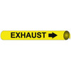 AccuformNMC Pipe Marker with Exhaust Legend and Arrow Graphic 4-5/8 to 5-7/8" Pipe Outside Diam, Black on Yellow E4041 - 81458531