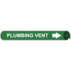 AccuformNMC Pipe Marker with Plumbing Vent Legend and Arrow Graphic 4-5/8 to 5-7/8" Pipe Outside Diam, White on Green E4083 - 81777567