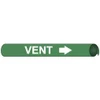 AccuformNMC Pipe Marker with Vent Legend and Arrow Graphic 4-5/8 to 5-7/8" Pipe Outside Diam, White on Green E4110 - 81777831