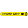 AccuformNMC Pipe Marker with Hot Water Supply Legend and Arrow Graphic 10 to 10" Pipe Outside Diam, Black on Yellow H4063 - 81778920