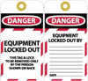 AccuformNMC 25 Qty 1 Pack 3" High x 6" Long, DANGER - EQUIPMENT LOCKED OUT - THIS TAG & LOCK TO BE REMOVED ONLY BY THE PERSON SHOWN ON BACK, English Safety & Facility Lockout Tag, 2 Sides, Black, Red & White Vinyl LOTAG17-25 - 56238181