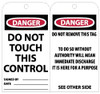 AccuformNMC 25 Qty 1 Pack 3" High x 6" Long, DANGER - DO NOT TOUCH THIS CONTROL, English Safety & Facility Lockout Tag Tag Header: Danger, 2 Sides, Black, Red & White Unrippable Vinyl RPT137G - 56238603