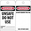 AccuformNMC Pack of (100), 3" High x 6" Long, DANGER x96 UNSAFE DO NOT USE, English Safety & Facility Accident Prevention Tags Tag Header: Danger, 2 Sides, White Poly RPT34ST100 - 69390839