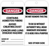 AccuformNMC 25 Qty 1 Pack 3" High x 6" Long, DANGER - CONTAINS ASBESTOS FIBERS - AVOID CREATING DUST - CANCER & LUNG DISEASE HAZARD, English Safety & Facility Accident Prevention Tag, 2 Sides, Black, Red & White Vinyl RPT39G - 72310212