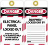AccuformNMC 10 Qty 1 Pack 3" High x 6" Long, DANGER - ELECTRICAL PANEL LOCKED OUT - THIS TAG & LOCK TO BE REMOVED ONLY BY THE PERSON SHOWN ON BACK, English Safety & Facility Lockout Tag Tag Header: Danger, 2 Sides, Vinyl LOTAG15 - 74757857
