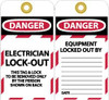 AccuformNMC 10 Qty 1 Pack 3" High x 6" Long, DANGER - ELECTRICIAN LOCK-OUT - THIS TAG & LOCK TO BE REMOVED ONLY BY THE PERSON SHOWN ON BACK, English Safety & Facility Lockout Tag, 2 Sides, Black, Red & White Vinyl LOTAG16 - 74757865