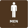 AccuformNMC Men, 8" Wide x 8" High, Plastic Sign English, Braille, White on Brown, Wall Mount ADA1WBR - 61226742