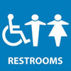 AccuformNMC Restrooms, 7" Wide x 7" High, Vinyl Sign English, White on Blue, Wall Mount S75P - 63370001