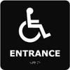 AccuformNMC Entrance, 8" Wide x 8" High, Plastic Sign English, Braille, White on Black, Wall Mount ADA17WBK - 74505454