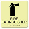 AccuformNMC Fire Extinguisher, Plastic Fire Sign 8" Wide x 8" High, English/Braille, Glow-in-the-Dark GADA110BK - 03099538
