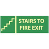 AccuformNMC Stairs to Fire Exit, Pressure Sensitive Vinyl Fire Sign 14" Wide x 5" High, Glow-in-the-Dark GL320P - 03099769