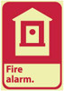 AccuformNMC Fire Alarm, Pressure Sensitive Vinyl Fire Sign 7" Wide x 10" High, Glow-in-the-Dark GFGA2P - 62202585