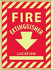 AccuformNMC Fire Extinguisher Location: , Pressure Sensitive Vinyl Fire Sign 9" Wide x 12" High, Glow-in-the-Dark GL127P - 62202643