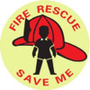 AccuformNMC Fire Rescue - Save Me, Pressure Sensitive Vinyl Fire Sign 4" Wide x 4" High, Glow-in-the-Dark GL159P - 62203039