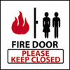 AccuformNMC Fire Door - Please Keep Closed, Pressure Sensitive Vinyl Fire Sign 7" Wide x 7" High S39P - 63370621