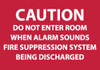 AccuformNMC Caution - Do Not Enter Room When Alarm Sounds - Fire Suppression System Being Discharged, Plastic Fire Sign 10" Wide x 7" High M95R - 74761750