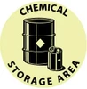 AccuformNMC "Chemical Storage Area" Adhesive-Backed Floor Sign Round, Black on Yellow (Glow), Use for Hazardous Materials GWFS19 - 08230815