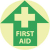 AccuformNMC "First Aid" Adhesive-Backed Floor Sign Round, Green on Yellow (Glow), Use for First Aid GWFS6 - 09428228
