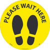 AccuformNMC "Please Wait Here" Adhesive-Backed Floor Sign Round, Black on Yellow, Use for Exit, Entrance & Directional WFS83YL10 - 13346028