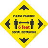 AccuformNMC "Please Practice Social Distancing" Adhesive-Backed Floor Sign Diamond, Black on Yellow, Use for Security & Admittance WFS71 - 19421189