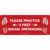 AccuformNMC "Please Practice Social Distancing" Adhesive-Backed Floor Sign Rectangle, Red on White, Use for Security & Admittance WFS74A - 19421254