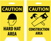 AccuformNMC Caution - Hard Hat Area, Caution - Construction Area, 12" Wide x 20" High, Plastic Floor Sign A-Frame, Black on Yellow, For Accident Prevention FS16 - 74725854