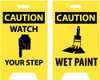 AccuformNMC Caution - Watch Your Step, Caution - Wet Paint, 12" Wide x 20" High, Plastic Floor Sign A-Frame, Black on Yellow, For Accident Prevention FS2 - 74725888