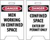 AccuformNMC Danger - Men Working in Confined Area, Danger - Confined Space - Enter by Permit Only, 12" Wide x 19" High, Plastic Floor Sign A-Frame, Red & Black on White, For Accident Prevention FS21 - 74725896