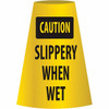 AccuformNMC Caution - Slippery When Wet, 21-3/4" Wide x 11" High, Polyethylene Floor Sign Cone, Black on Yellow, For Restroom, Janitorial & Housekeeping CCS4 - 98873904
