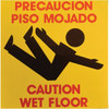 PRO-SAFE Wet Floor, 8" Wide x 8" High, Polypropylene Square Floor Sign English/Spanish, Black on Yellow, For Restroom, Janitorial & Housekeeping 03-600-26 - 31476526