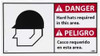 AccuformNMC "Danger - Hard Hats Required in This Area", 10" Long x 18" Wide, Pressure-Sensitive Vinyl Safety Sign Rectangle, 0.004" Thick, Use for Accident Prevention DBA4P - 00504175