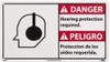 AccuformNMC "Danger - Hearing Protection Required", 10" Long x 18" Wide, Rigid Plastic Safety Sign Rectangle, 0.004" Thick, Use for Security & Admittance DBA10R - 00504308