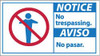 AccuformNMC "Notice - No Trespassing", 10" Long x 18" Wide, Pressure-Sensitive Vinyl Safety Sign Rectangle, 0.004" Thick, Use for Security & Admittance NBA5P - 00504712