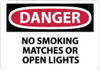 AccuformNMC "Danger - No Smoking, Matches or Open Lights", 10" Long x 14" Wide, Rigid Plastic Safety Sign Rectangle, 0.05" Thick, Use for Accident Prevention D457RB - 01142819