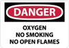 AccuformNMC "Danger - Oxygen, No Smoking, No Open Flames", 10" Long x 14" Wide, Aluminum Safety Sign Rectangle, 0.04" Thick, Use for Accident Prevention D597AB - 02158806