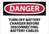 AccuformNMC "Danger - Turn off Battery Charger Before Disconnecting Battery Cables", 10" Long x 14" Wide, Aluminum Safety Sign Rectangle, 0.04" Thick, Use for Accident Prevention D619AB - 02159028