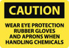 AccuformNMC "Caution - Wear Eye Protection Rubber Gloves and Aprons When Handling Chemicals", 10" Long x 14" Wide, Rigid Plastic Safety Sign Rectangle, 0.05" Thick, Use for Accident Prevention C647RB - 03942323