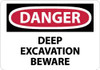 AccuformNMC "Danger - Deep Excavation - Beware", 20" Long x 28" Wide, Pressure-Sensitive Vinyl Safety Sign Rectangle, 0.004" Thick, Use for Accident Prevention D256RD - 03942646