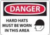 AccuformNMC "Danger - Hard Hats Must Be Worn in This Area", 14" Long x 20" Wide, Rigid Plastic Safety Sign Rectangle, 0.05" Thick, Use for Accident Prevention D633RC - 03942836