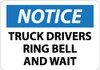 AccuformNMC "Notice - Truck Drivers - Ring Bell and Wait", 10" Long x 14" Wide, Pressure-Sensitive Vinyl Safety Sign Rectangle, 0.004" Thick, Use for Accident Prevention N357PB - 04774170