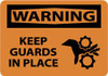 AccuformNMC "Warning - Keep Guards in Place", 10" Long x 14" Wide, Pressure-Sensitive Vinyl Safety Sign Rectangle, 0.004" Thick, Use for Security & Admittance W450PB - 04774642