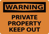 AccuformNMC "Warning - Private Property - Keep Out", 10" Long x 14" Wide, Pressure-Sensitive Vinyl Safety Sign Rectangle, 0.004" Thick, Use for Security & Admittance W460PB - 04774741