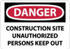 AccuformNMC "Danger - Construction Site - Unauthorized Persons - Keep Out", 10" Long x 14" Wide, Pressure-Sensitive Vinyl Safety Sign Rectangle, 0.004" Thick, Use for Security & Admittance D492PB - 04776605
