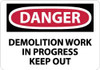 AccuformNMC "Danger - Demolition Work in Progress - Keep Out", 10" Long x 14" Wide, Pressure-Sensitive Vinyl Safety Sign Rectangle, 0.004" Thick, Use for Accident Prevention D496PB - 04776639