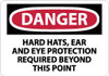 AccuformNMC "Danger - Hard Hats, Ear and Eye Protection Required Beyond This Point", 10" Long x 14" Wide, Pressure-Sensitive Vinyl Safety Sign Rectangle, 0.004" Thick, Use for Accident Prevention D546PB - 04777140
