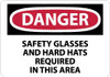 AccuformNMC "Danger - Safety Glasses and Hard Hats Required in This Area", 10" Long x 14" Wide, Pressure-Sensitive Vinyl Safety Sign Rectangle, 0.004" Thick, Use for Accident Prevention D610PB - 04901948