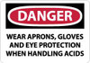 AccuformNMC "Danger - Wear Aprons, Gloves and Eye Protection When Handling Acids", 10" Long x 14" Wide, Pressure-Sensitive Vinyl Safety Sign Rectangle, 0.004" Thick, Use for Accident Prevention D624PB - 04902086