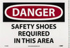 AccuformNMC "Danger - Safety Shoes Required in This Area", 10" Long x 14" Wide, Pressure-Sensitive Vinyl Safety Sign Rectangle, 0.004" Thick, Use for Accident Prevention D110PB - 05271606